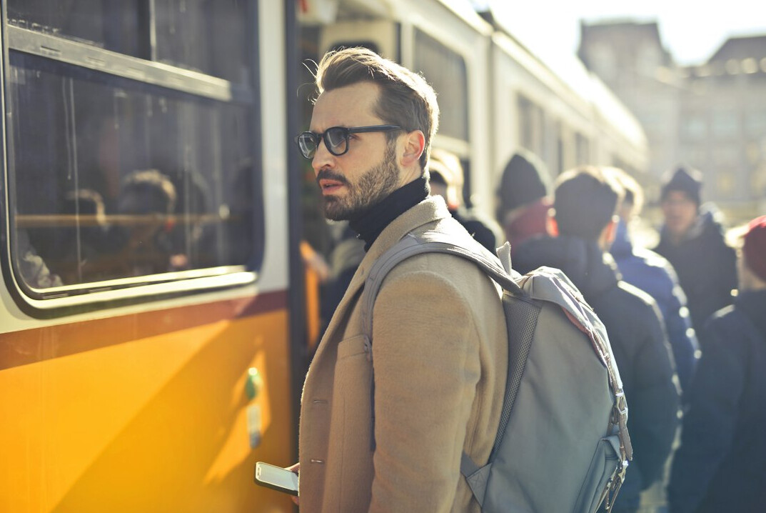 Passengers boarding a city bus