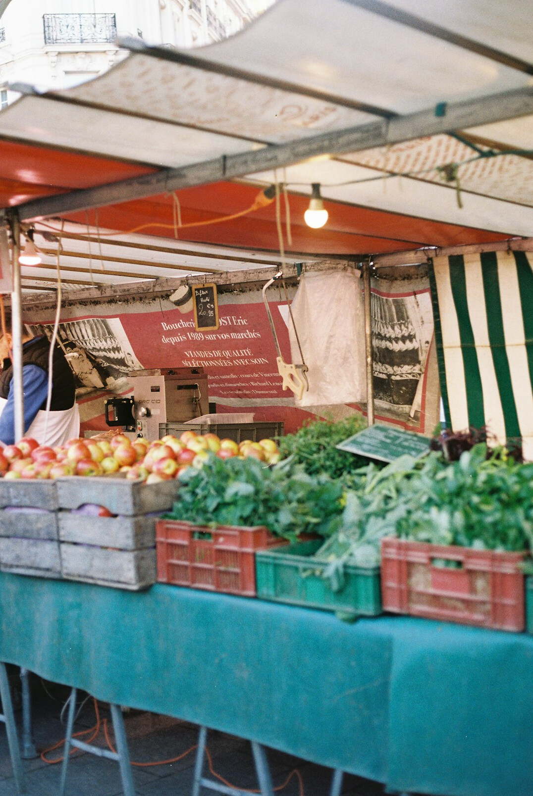 Fruit and vegetable stalls at an outdoor market