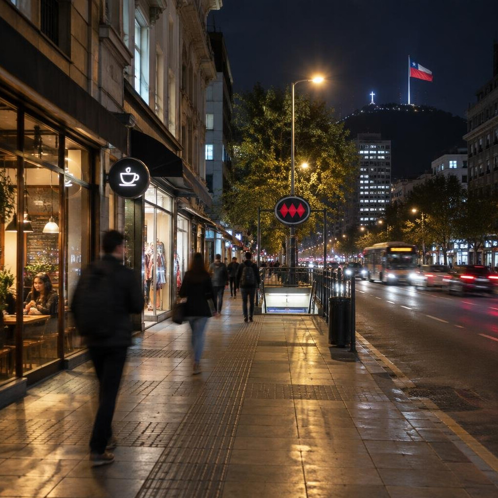 City street illuminated at night